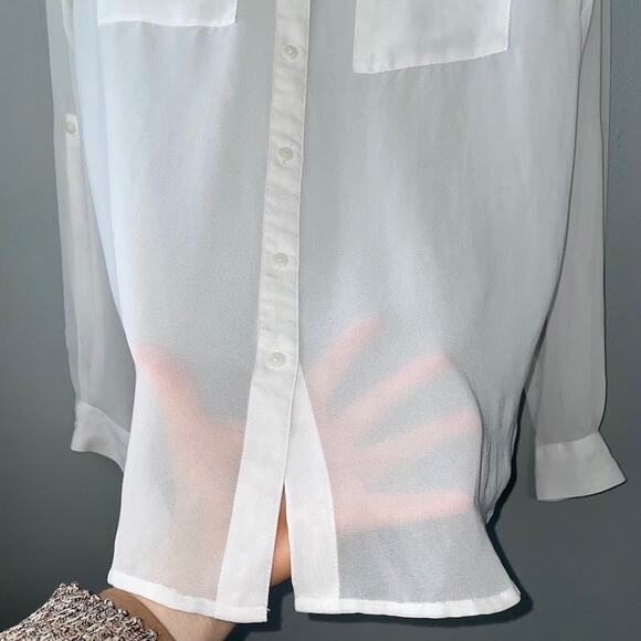 Decree Sheer Button Up Shirt Size Medium Office Siren Ethereal Preppy Y2K Top - Picture 7 of 11